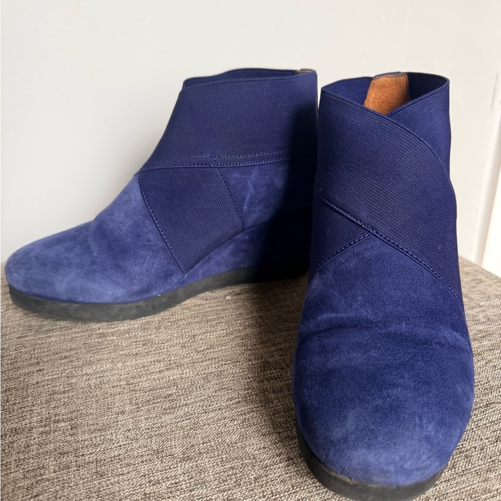 gentle souls Navy Suede Wedge Ankle Boots - Picture 7 of 7